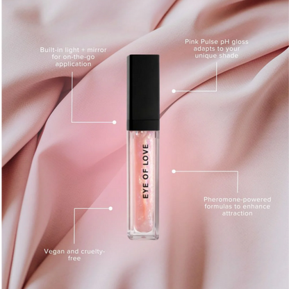 pheromone lip gloss, hydrating shine, fuller looking lips