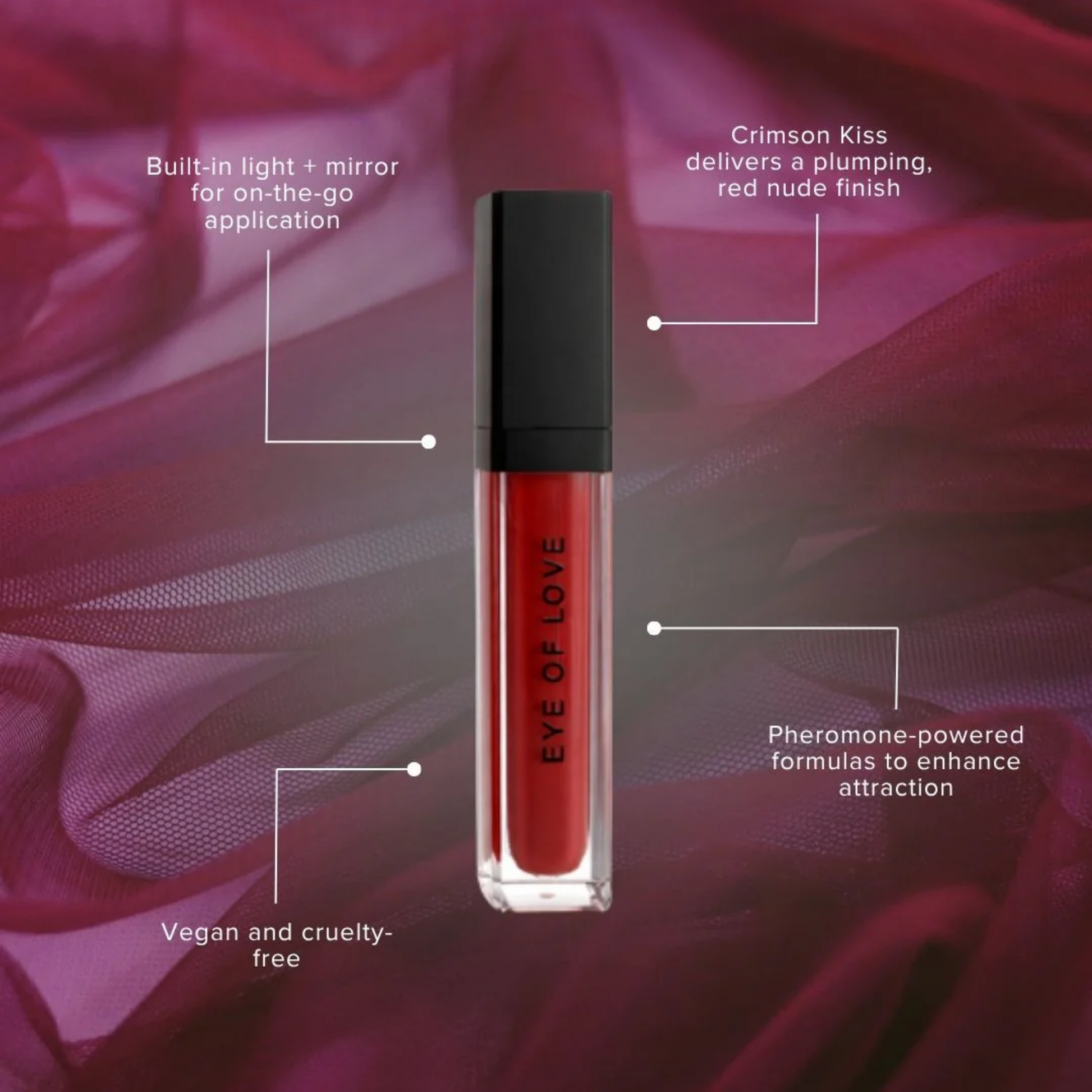 pheromone lip gloss, hydrating shine, fuller looking lips