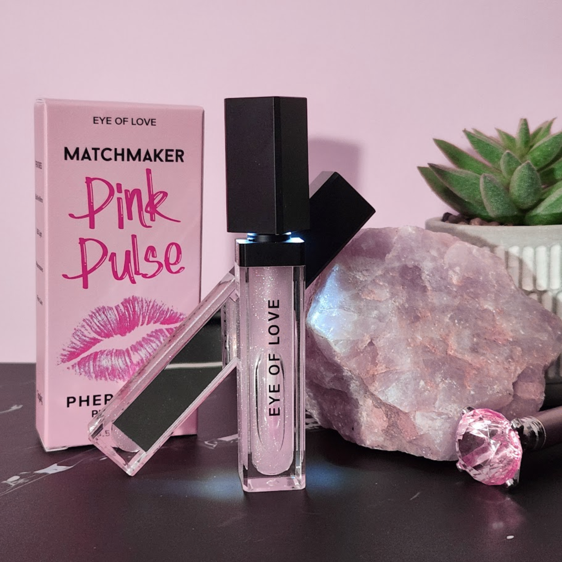 pheromone lip gloss, hydrating shine, fuller looking lips