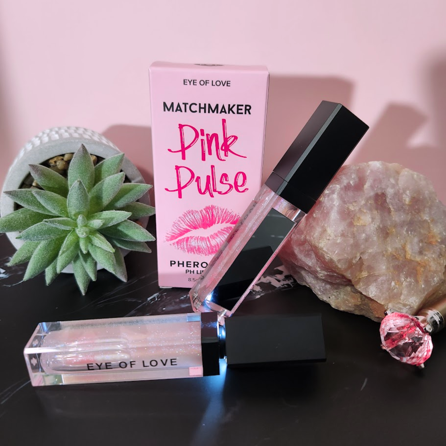 pheromone lip gloss, hydrating shine, fuller looking lips