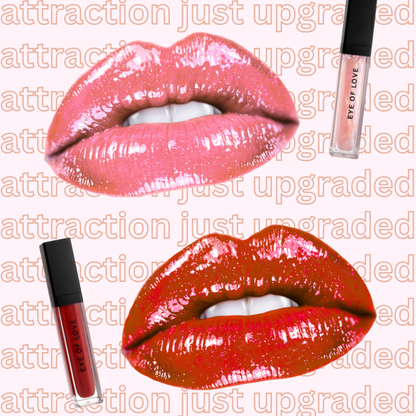 pheromone lip gloss, hydrating shine, fuller looking lips
